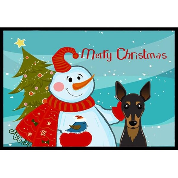 Carolines Treasures BB1860MAT Snowman With Min Pin Indoor & Outdoor Mat; 18 x 27 in. BB1860MAT - main